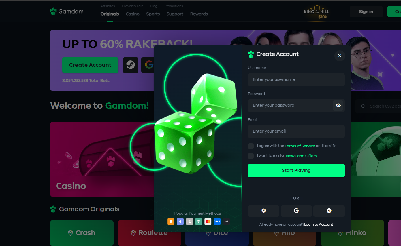 Gamdom kayıt olma adımları